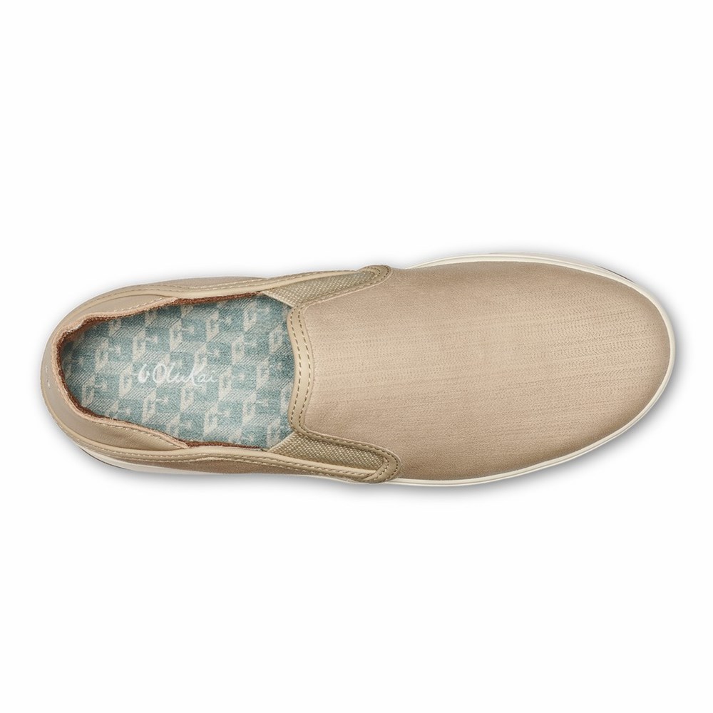 Beige OluKai Ki‘ihele ‘Ili Women's Sneakers | 70391-KGBH