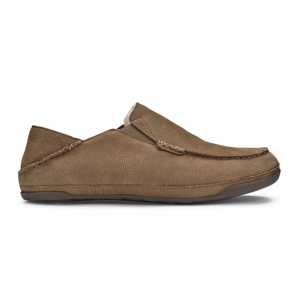 Beige OluKai Kīpuka Hulu Men\'s Slippers | 32197-WESY