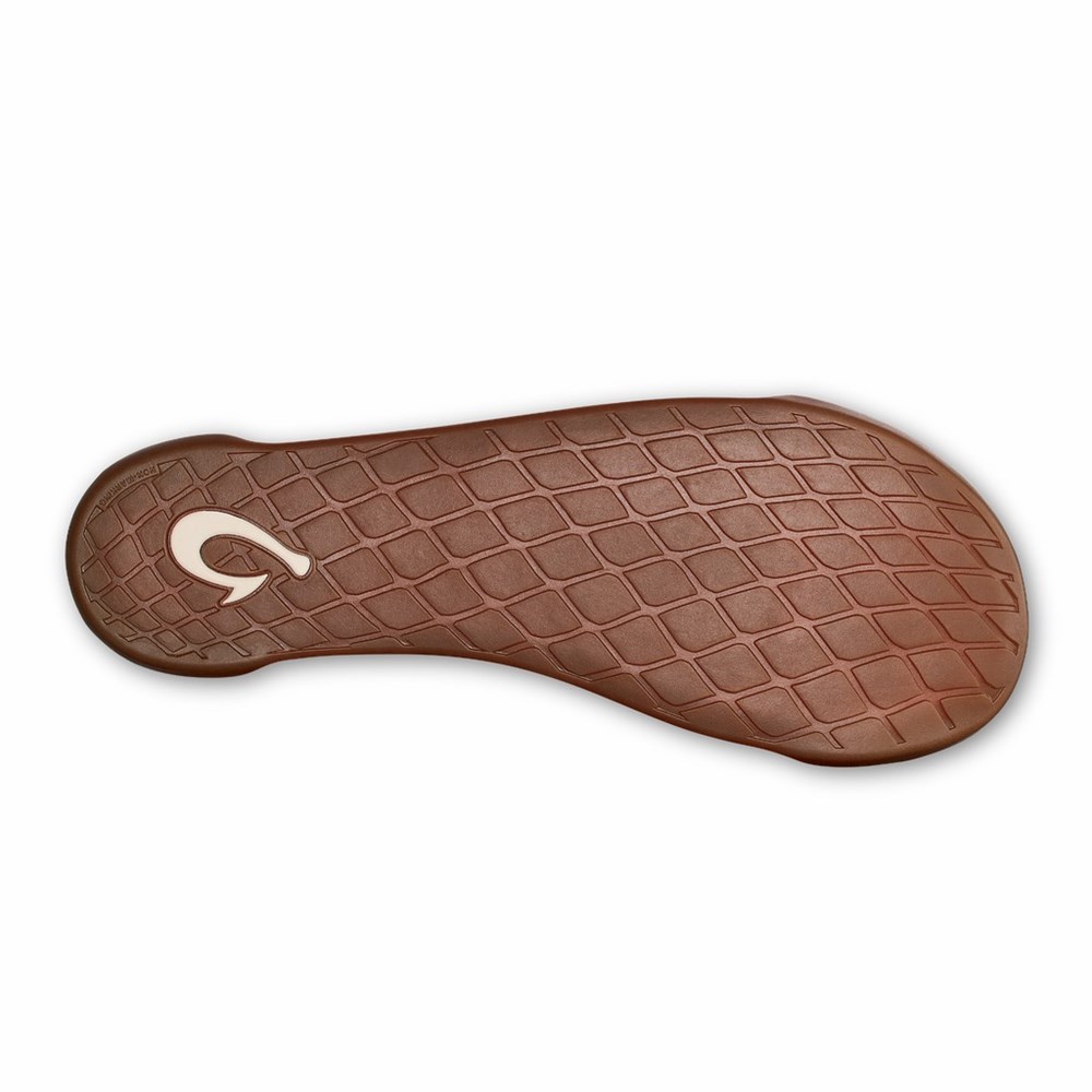 Beige OluKai Kīpuka Hulu Men's Slippers | 63954-RHEP