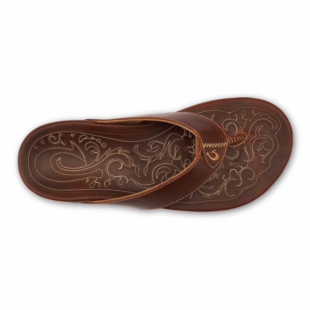 Beige OluKai Mekila Men's Sandals | 69375-NWYG