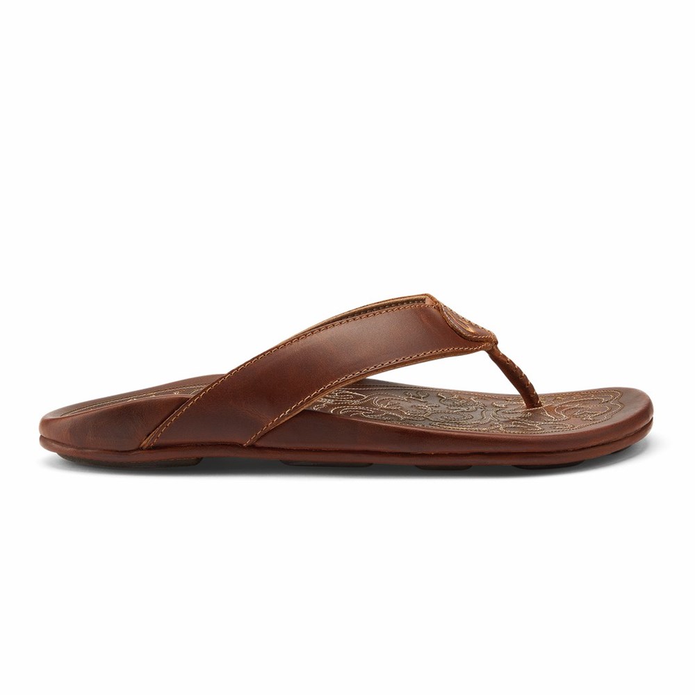 Beige OluKai Mekila Men\'s Sandals | 69375-NWYG