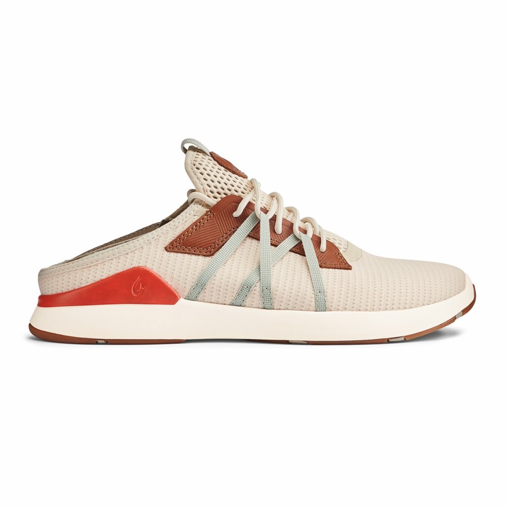 Beige OluKai Mio Lī Men's Sneakers | 31289-CKZM