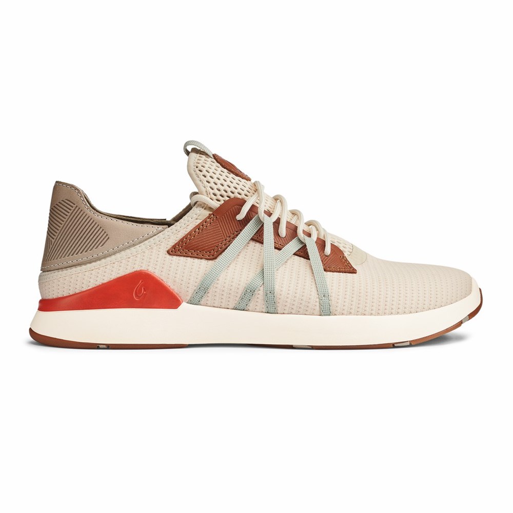 Beige OluKai Mio Lī Men\'s Sneakers | 31289-CKZM