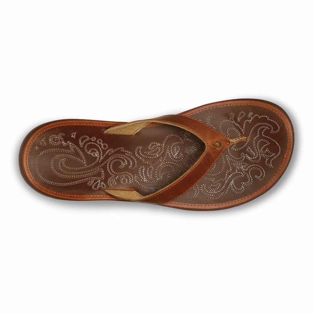 Beige OluKai Paniolo Women's Sandals | 04539-DMIJ