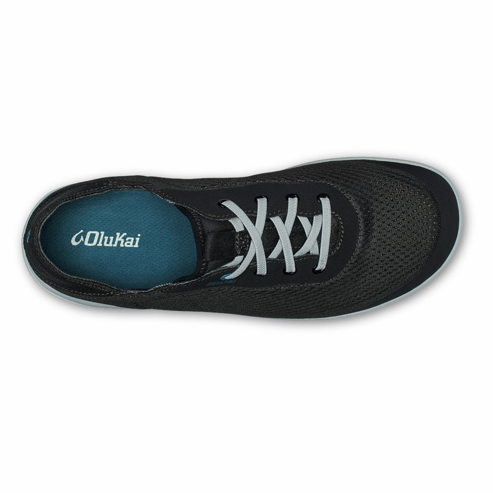 Black / Blue Coral OluKai Moku Pae Men's Sneakers | 08571-CMLE