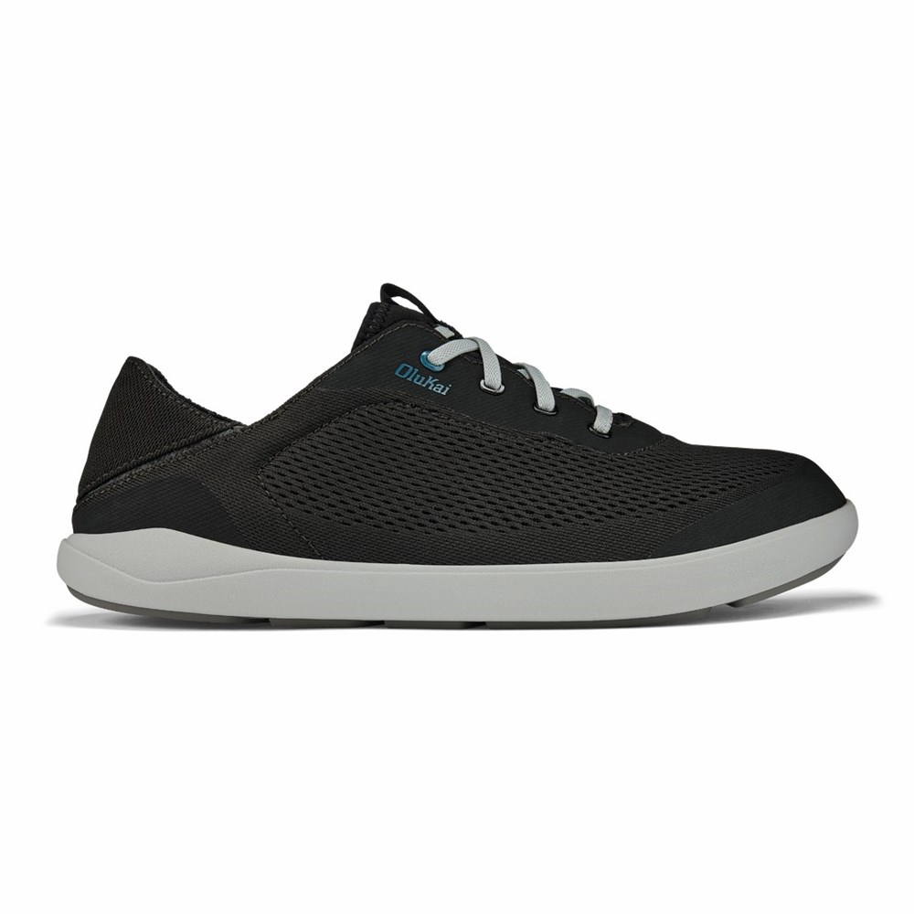 Black / Blue Coral OluKai Moku Pae Men\'s Sneakers | 08571-CMLE