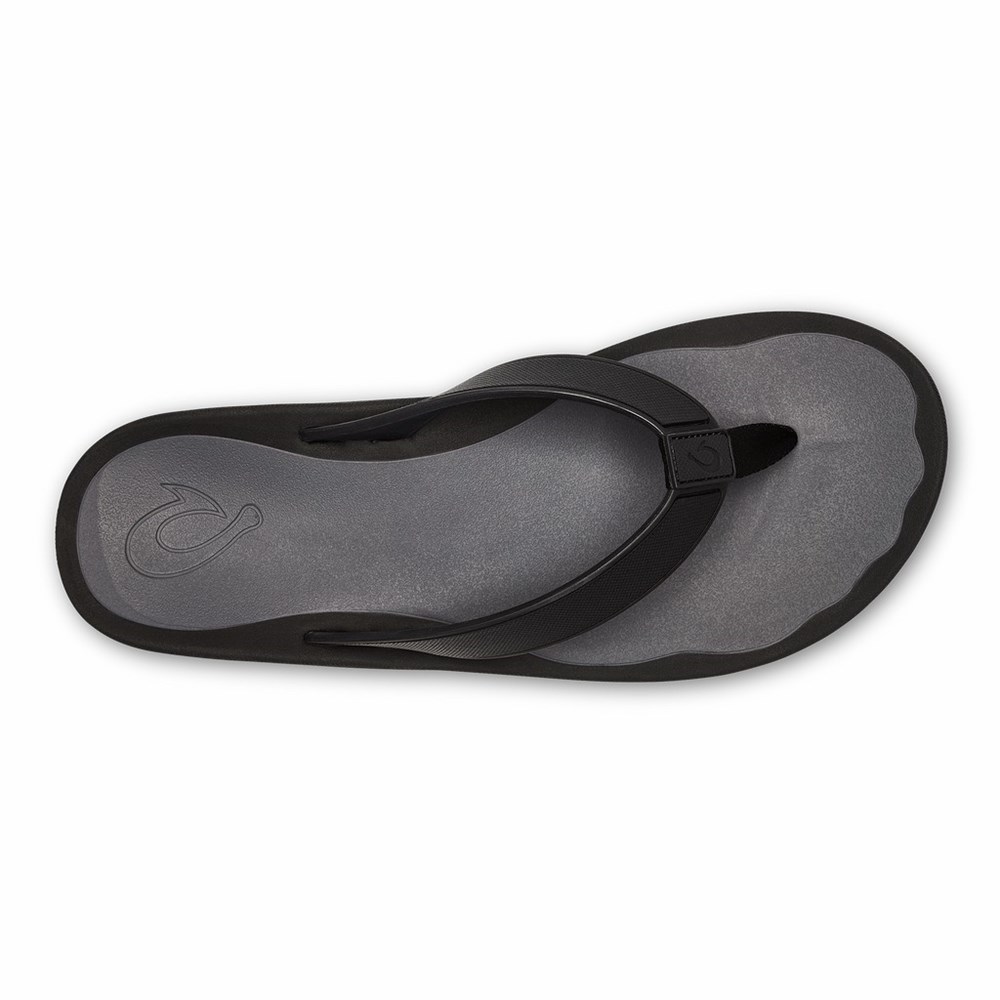 Black / Dark Grey OluKai Kōko‘o Men's Sandals | 37425-RMNI