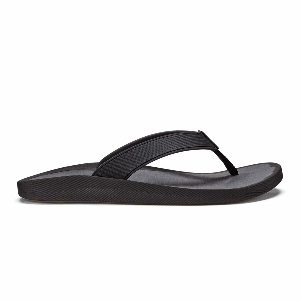 Black / Dark Grey OluKai Kōko‘o Men\'s Sandals | 37425-RMNI