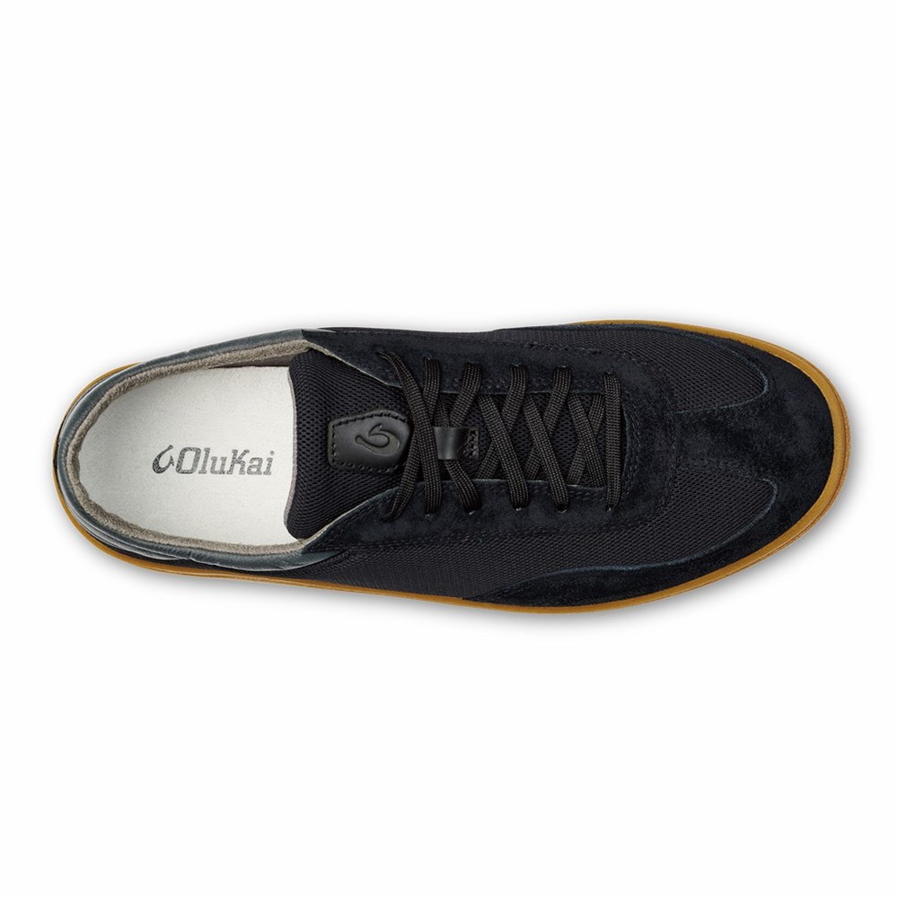 Black / Dark Grey OluKai Pūnini Men's Sneakers | 81207-WVJH