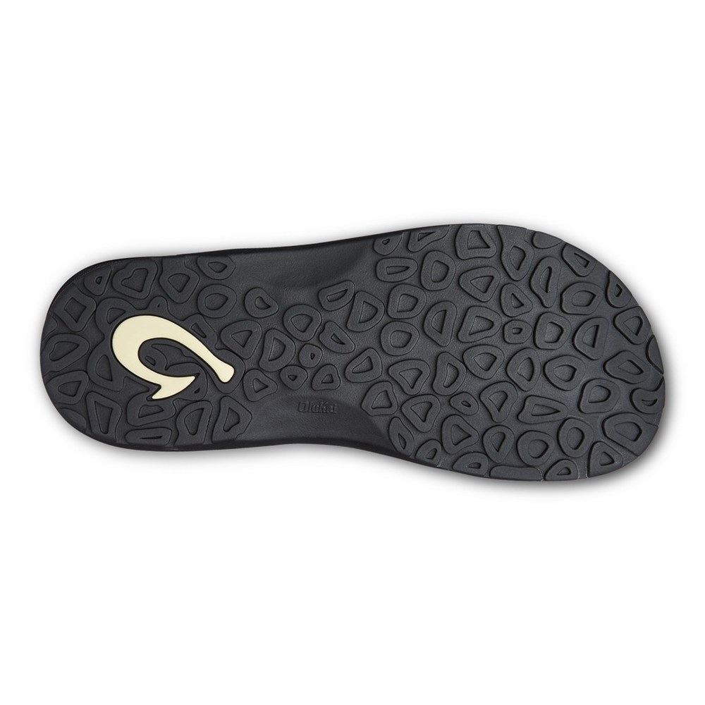 Black / Dark Grey OluKai ‘Ohana Men's Sandals | 40195-UAWX