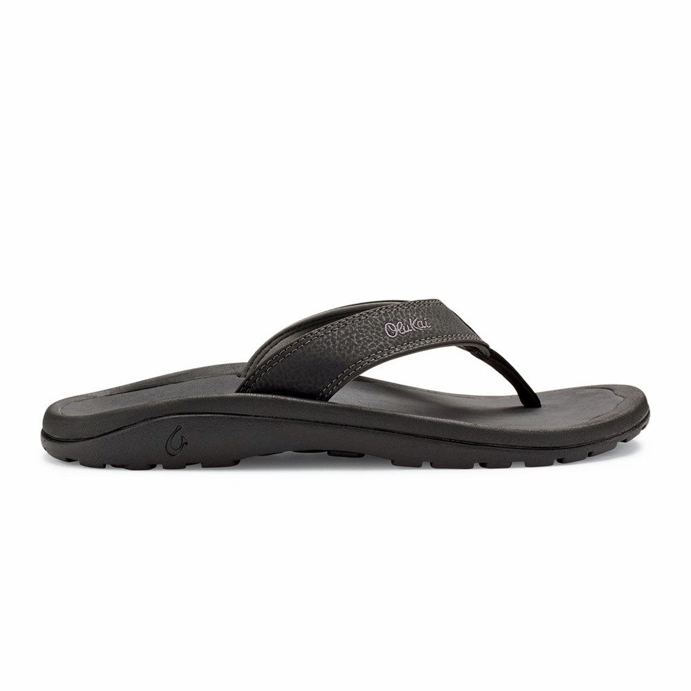 Black / Dark Grey OluKai ‘Ohana Men\'s Sandals | 40195-UAWX