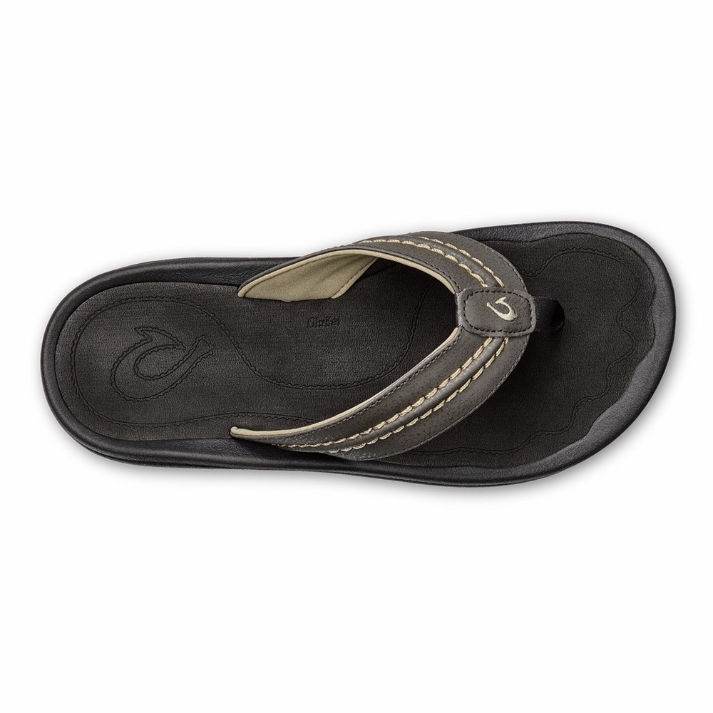 Black OluKai Hokua Men's Sandals | 43597-XJOU