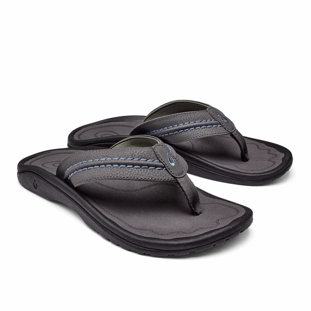 Black OluKai Hokua Men's Sandals | 60134-FBEG