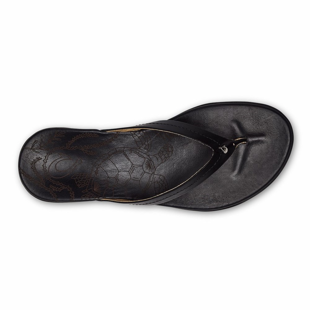 Black OluKai Honu Women's Sandals | 89743-QPCB