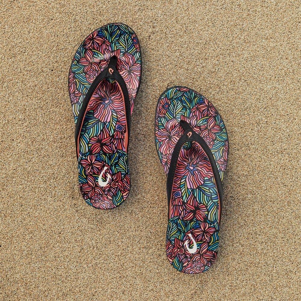 Black OluKai Ho‘ōpio Hau Women's Sandals | 09425-QZPV