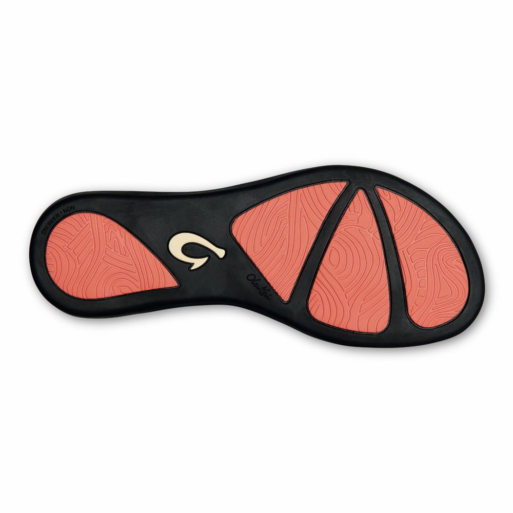 Black OluKai Ho‘ōpio Hau Women's Sandals | 09425-QZPV