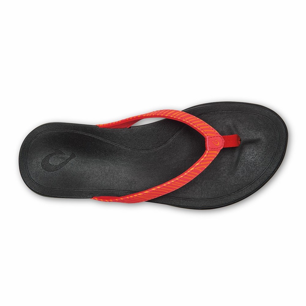 Black OluKai Ho‘ōpio Women's Sandals | 32590-RDMV