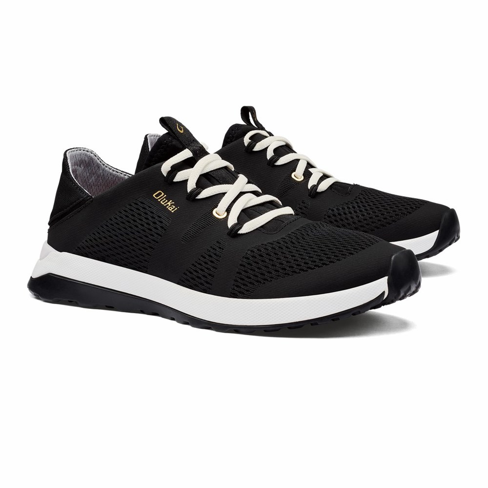 Black OluKai Huia Women's Sneakers | 47613-QGVL