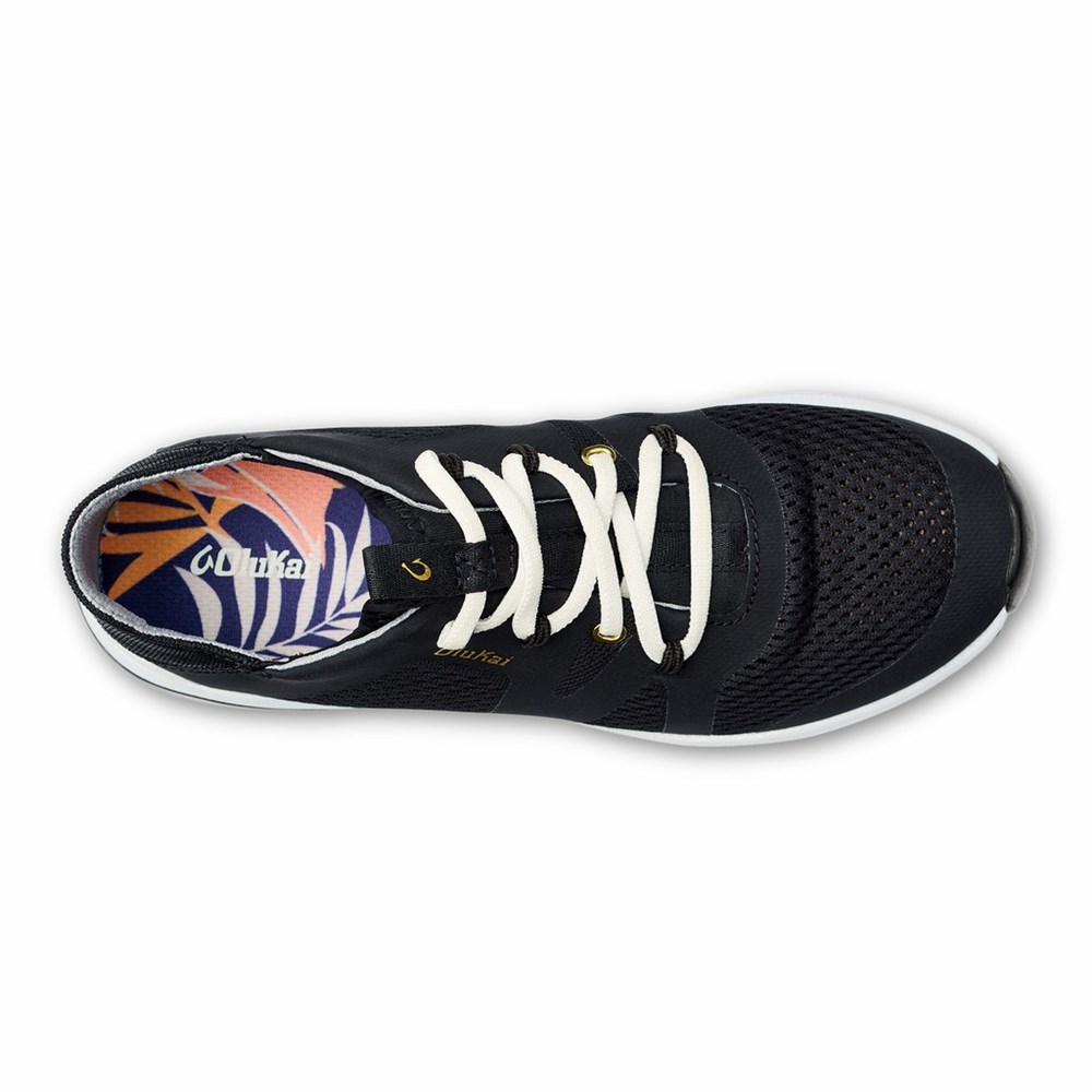 Black OluKai Huia Women's Sneakers | 47613-QGVL