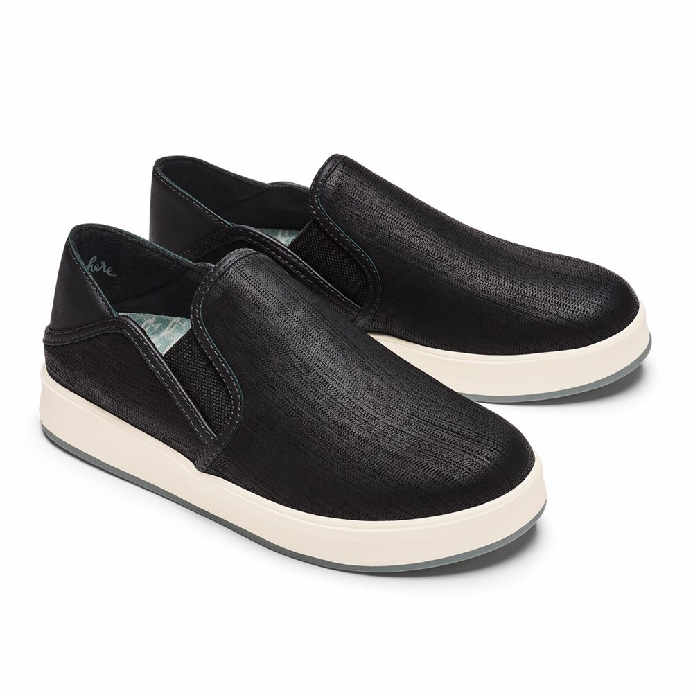 Black OluKai Ki‘ihele ‘Ili Women's Sneakers | 09128-GVKW