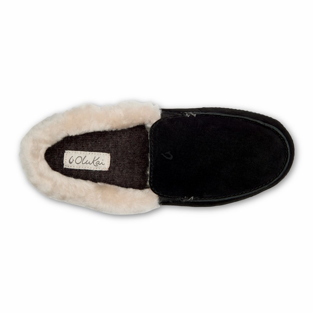 Black OluKai Ku‘una Women's Slippers | 20816-UNHW