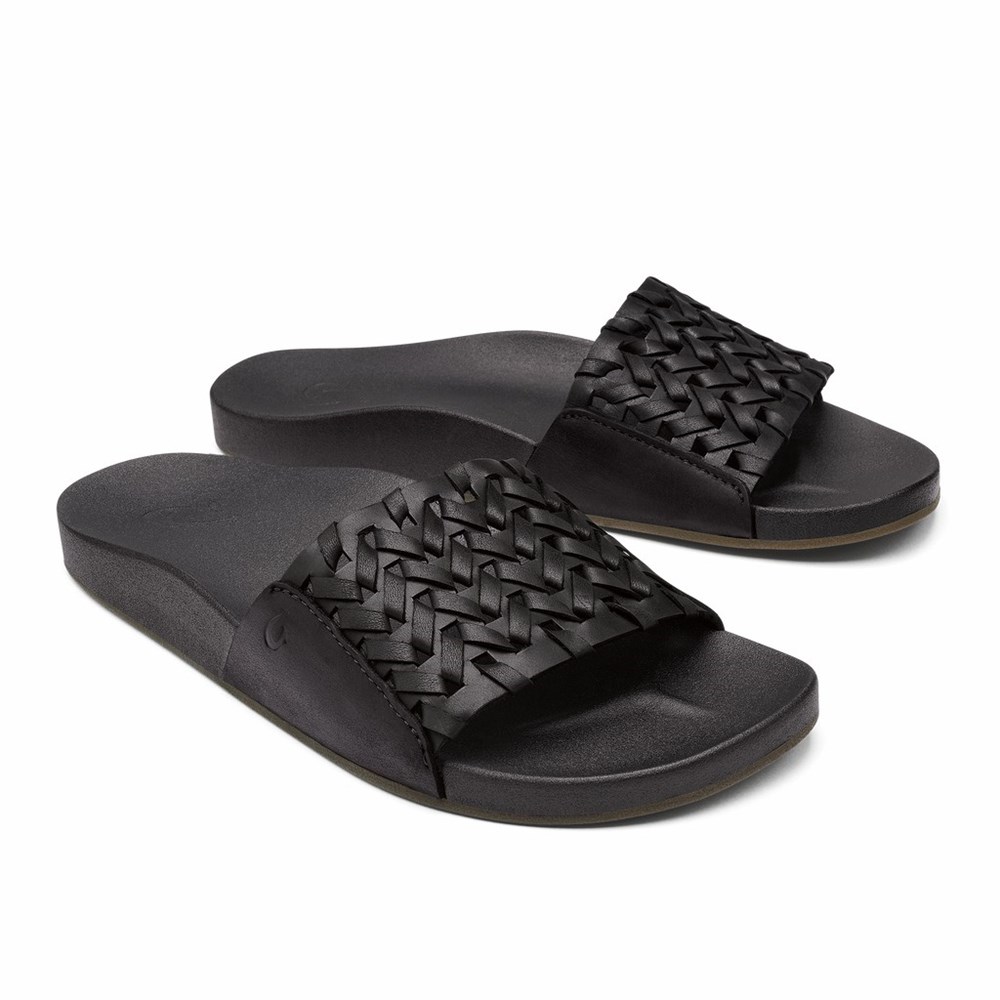 Black OluKai Kāmola Women's Sandals | 30529-TBQN