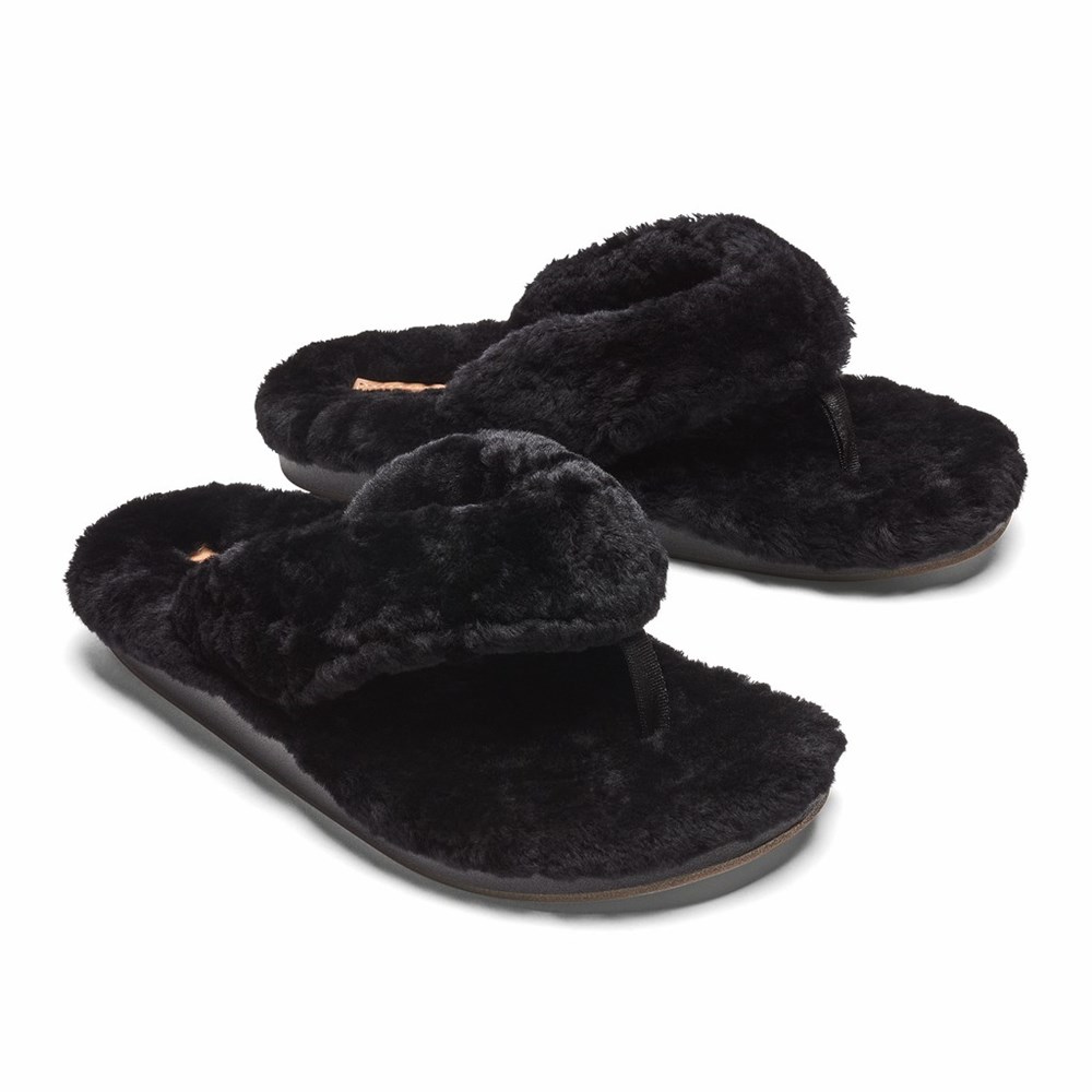 Black OluKai Kīpe'a Heu Women's Sandals | 72456-RSLK