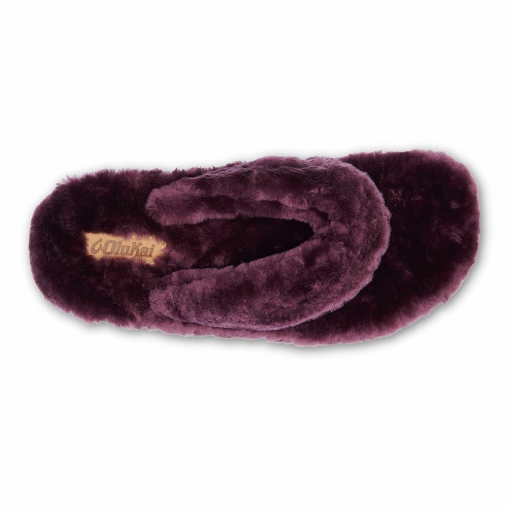 Black OluKai Kīpe'a Heu Women's Slippers | 01953-FIZB