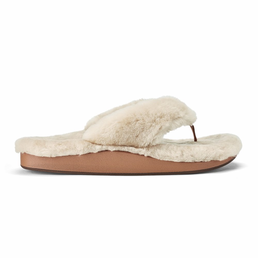 Black OluKai Kīpe\'a Heu Women\'s Slippers | 27560-CFNO