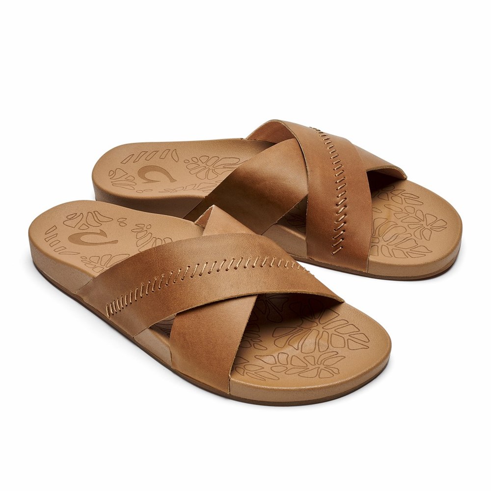 Black OluKai Kīpe‘a ‘Olu Women's Sandals | 13548-TZXY