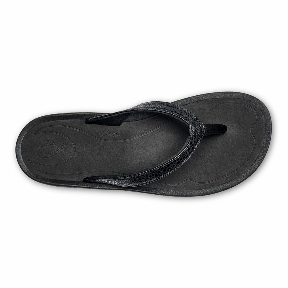 Black OluKai Kūlapa Kai Women's Sandals | 67129-ILZV