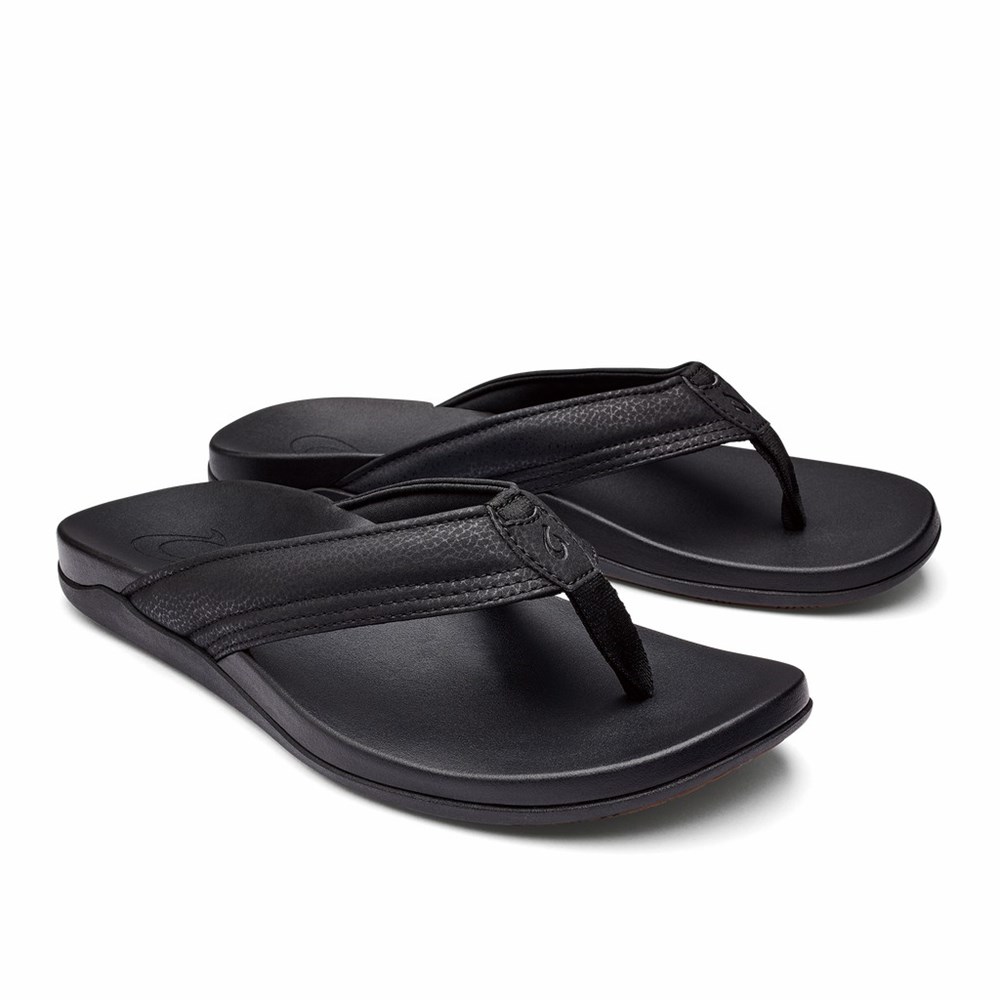 Black OluKai Maha Men's Sandals | 18039-YKUR