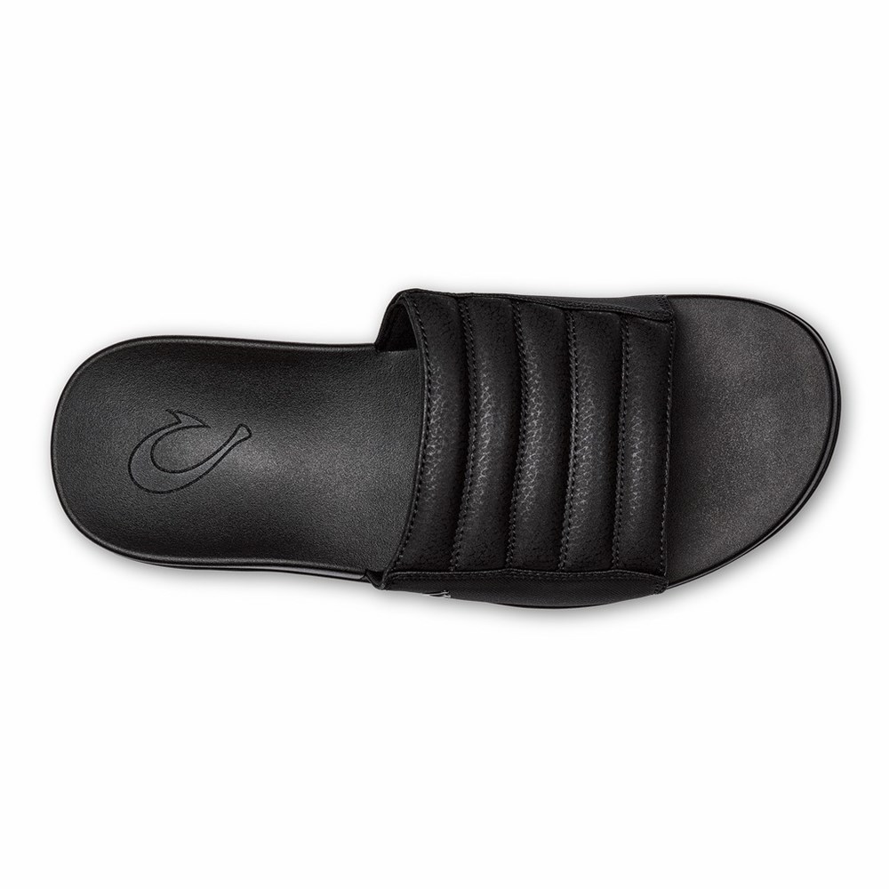 Black OluKai Maha 'Olu Men's Sandals | 53927-ZLHF