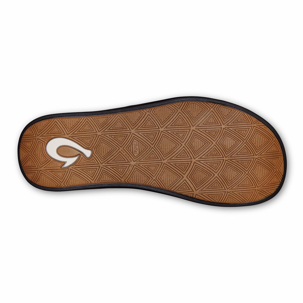 Black OluKai Maha 'Olu Men's Sandals | 53927-ZLHF