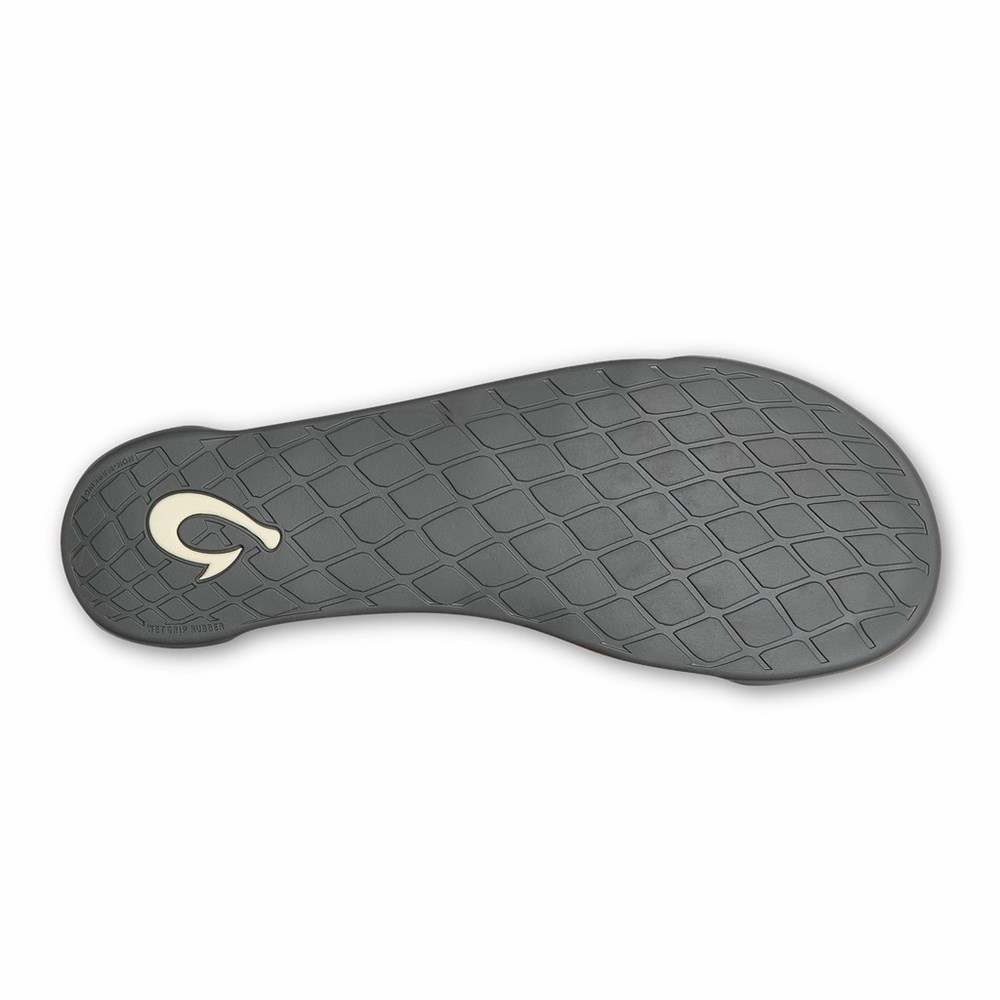 Black OluKai Mahana Men's Slippers | 47198-FNBR