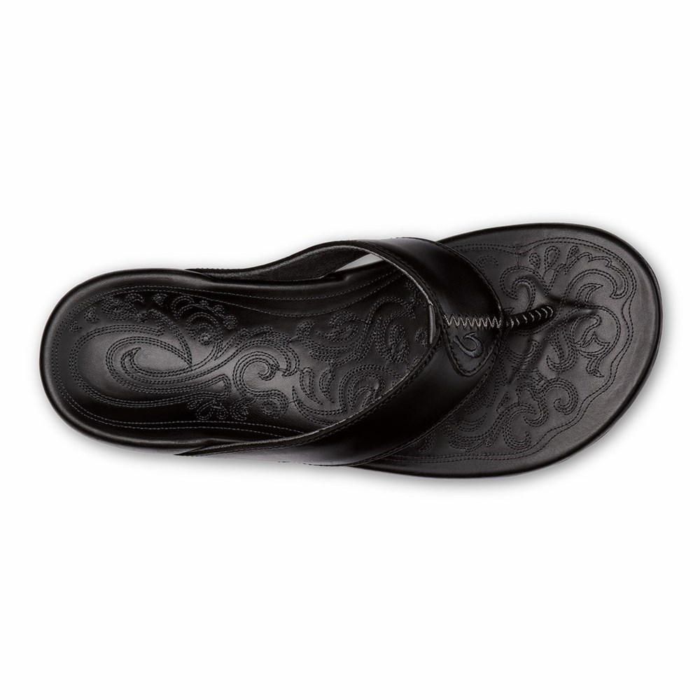 Black OluKai Mekila Men's Sandals | 16904-JSFC