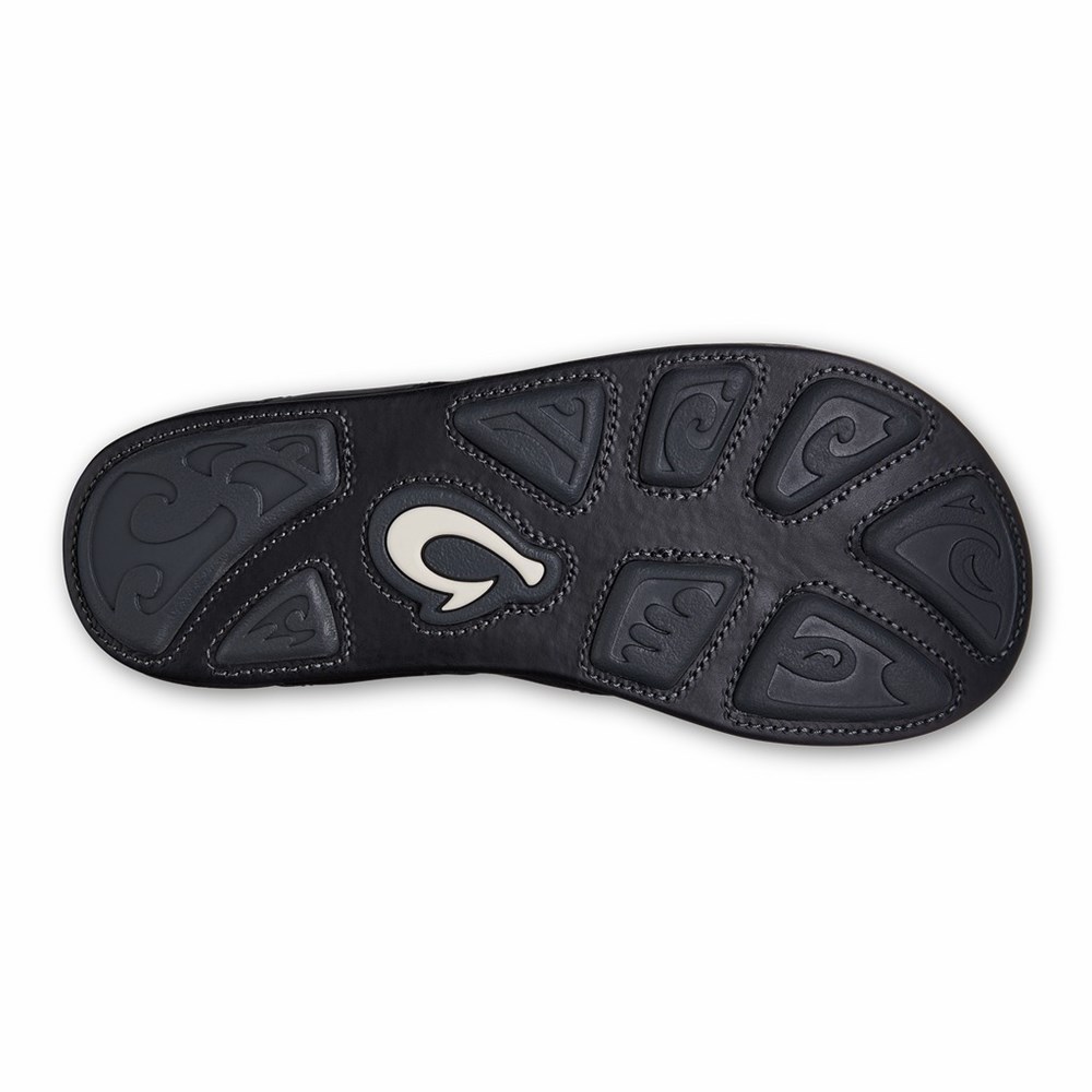 Black OluKai Mekila Men's Sandals | 16904-JSFC