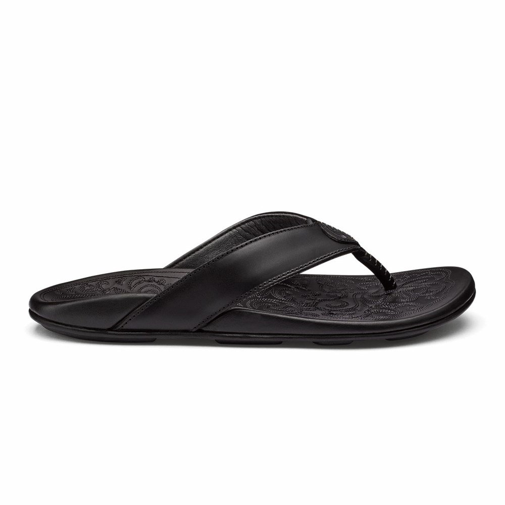 Black OluKai Mekila Men\'s Sandals | 16904-JSFC