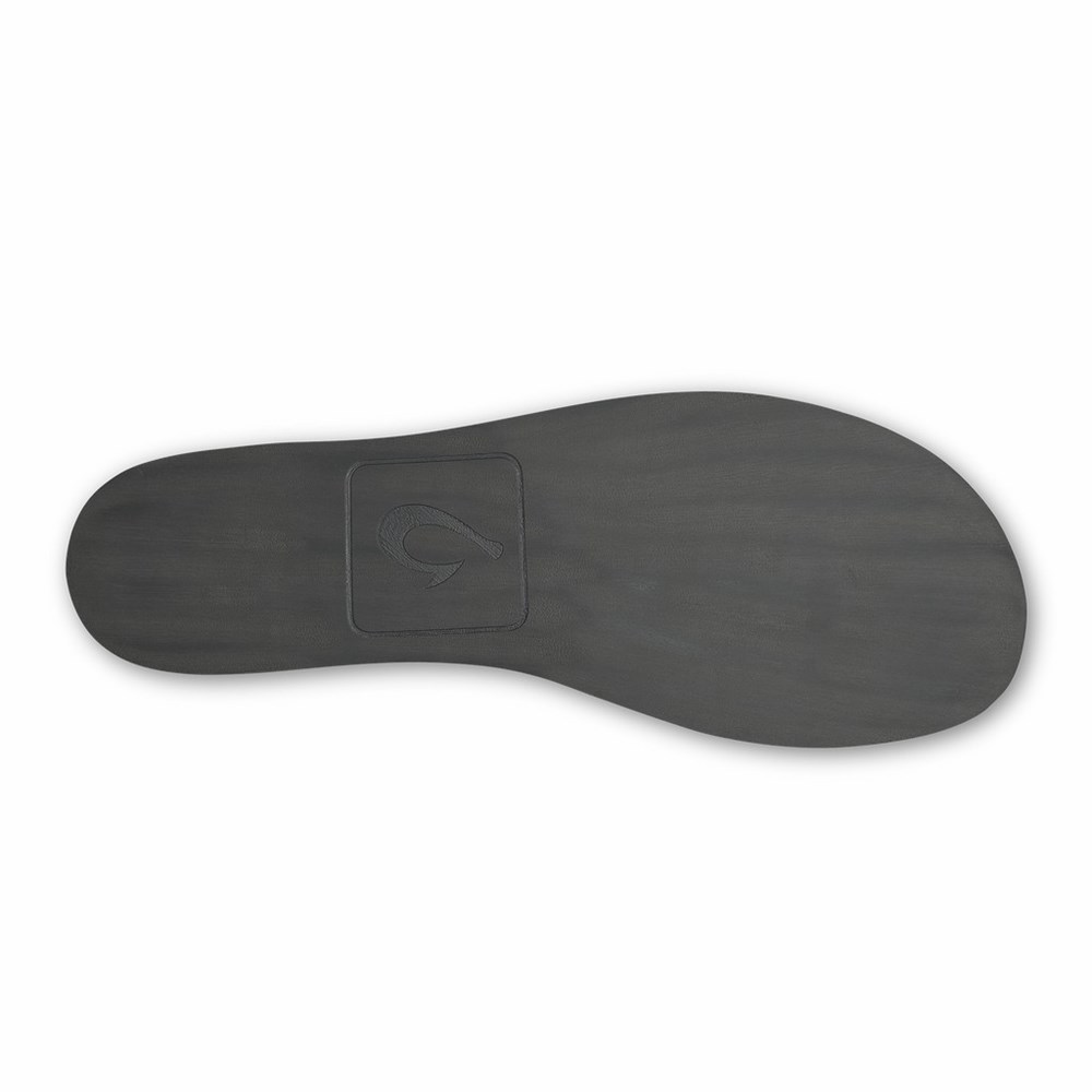 Black OluKai Moloā Hulu Men's Slippers | 16257-KUFZ