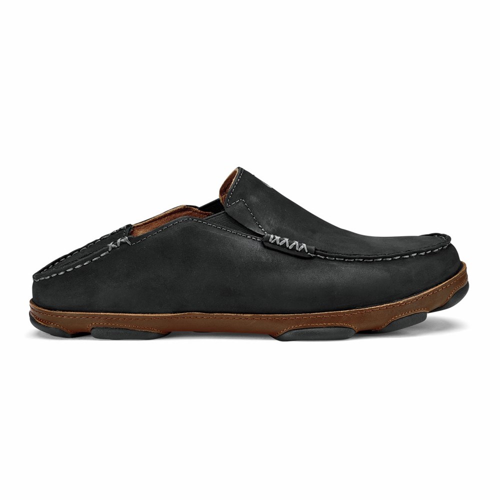 Black OluKai Moloā Men's Sneakers | 53196-KJZU