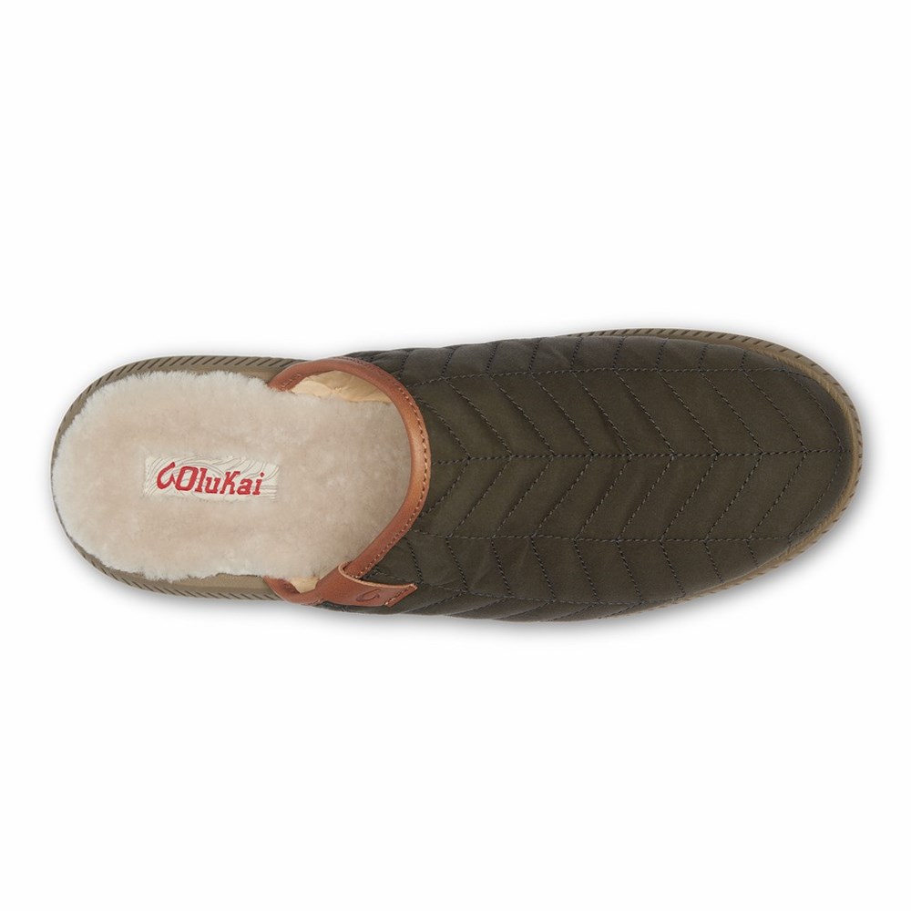 Black OluKai Mua Men's Slippers | 21867-TXFU