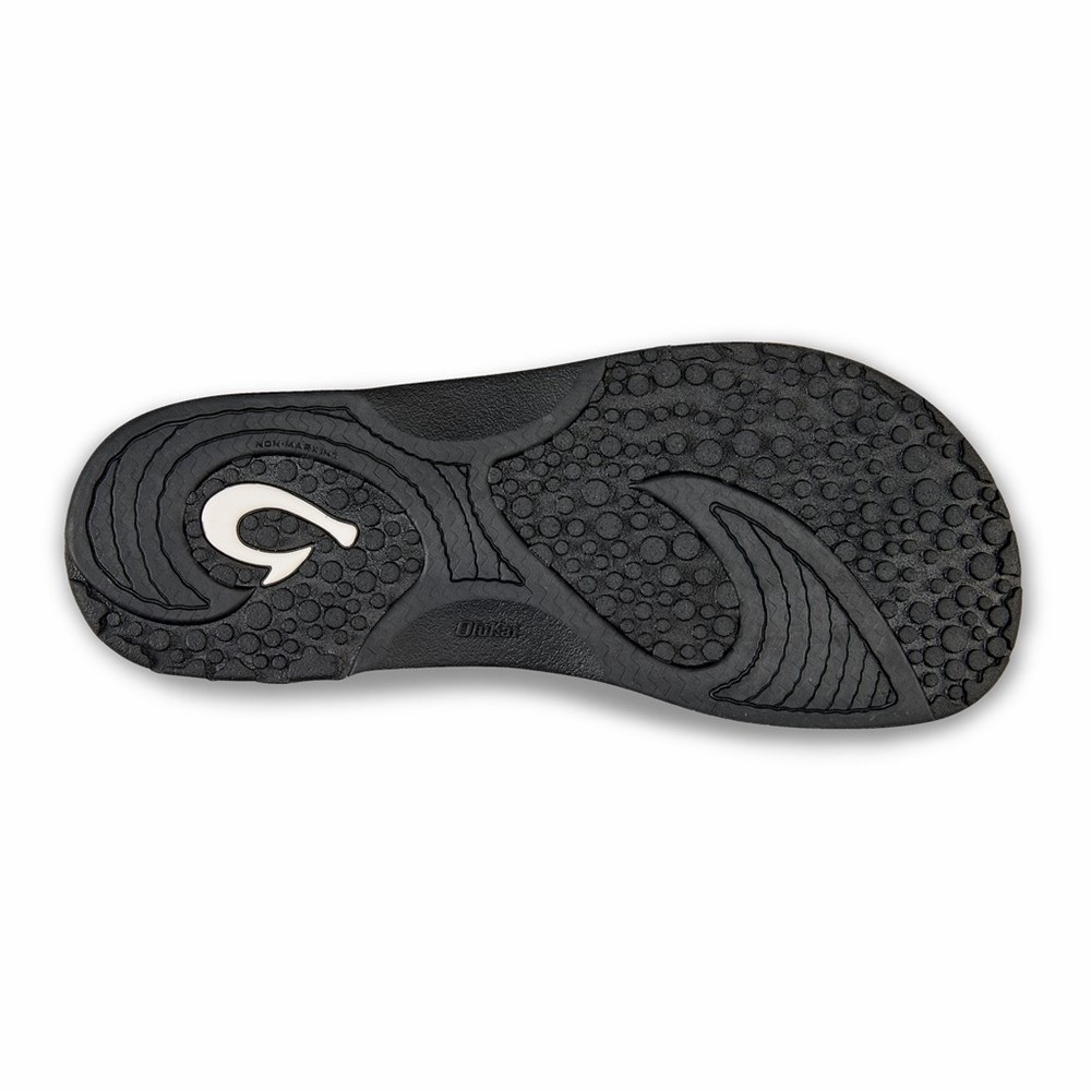 Black OluKai Nalu Slide Men's Sandals | 17056-YEHD