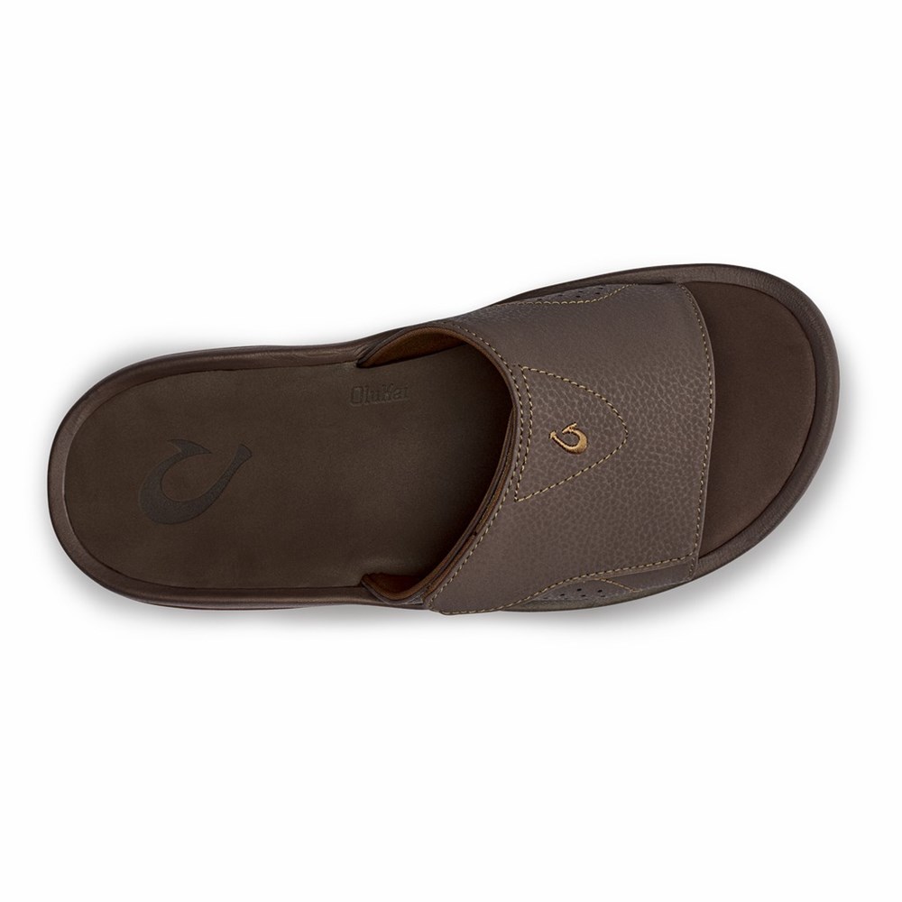 Black OluKai Nalu Slide Men's Sandals | 90185-EIPZ