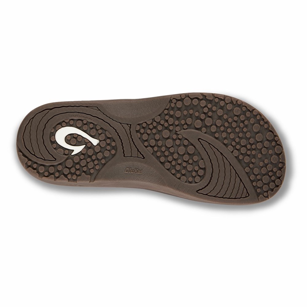 Black OluKai Nalu Slide Men's Sandals | 90185-EIPZ