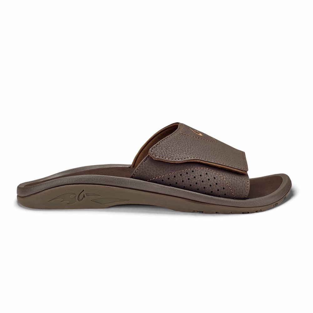 Black OluKai Nalu Slide Men\'s Sandals | 90185-EIPZ