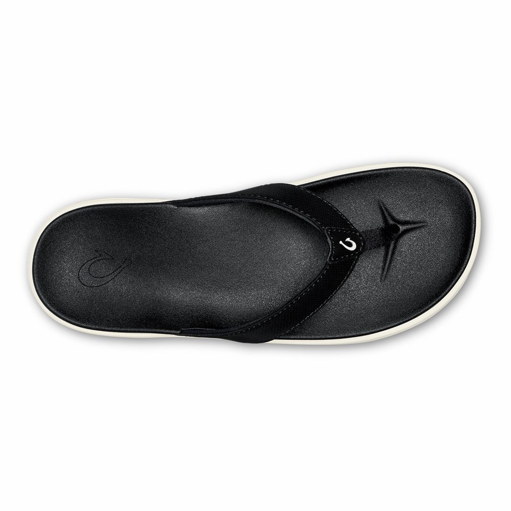 Black OluKai Nu‘a Pi‘o Women's Sandals | 81547-LZXK