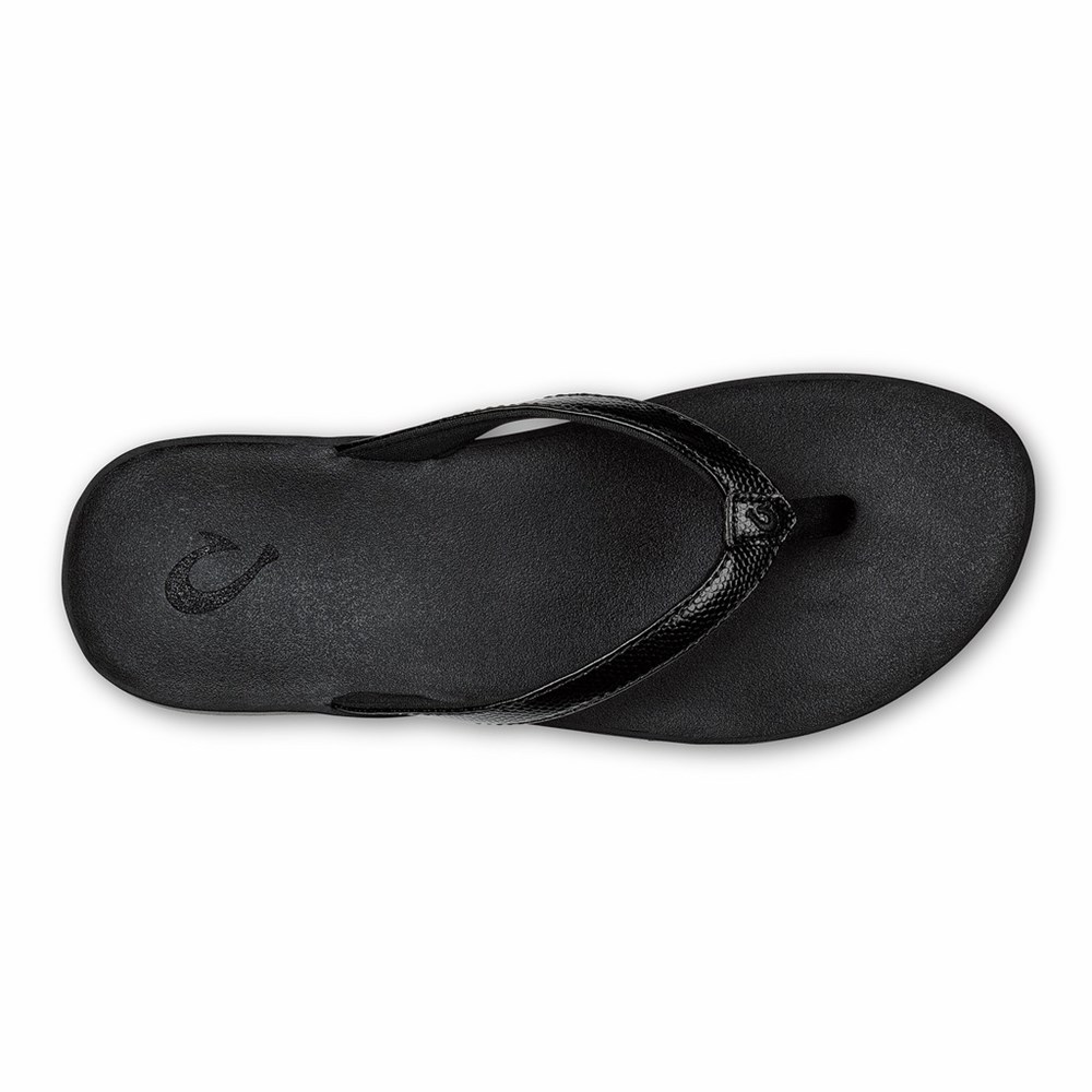 Black OluKai Puawe Women's Sandals | 08921-KRMD