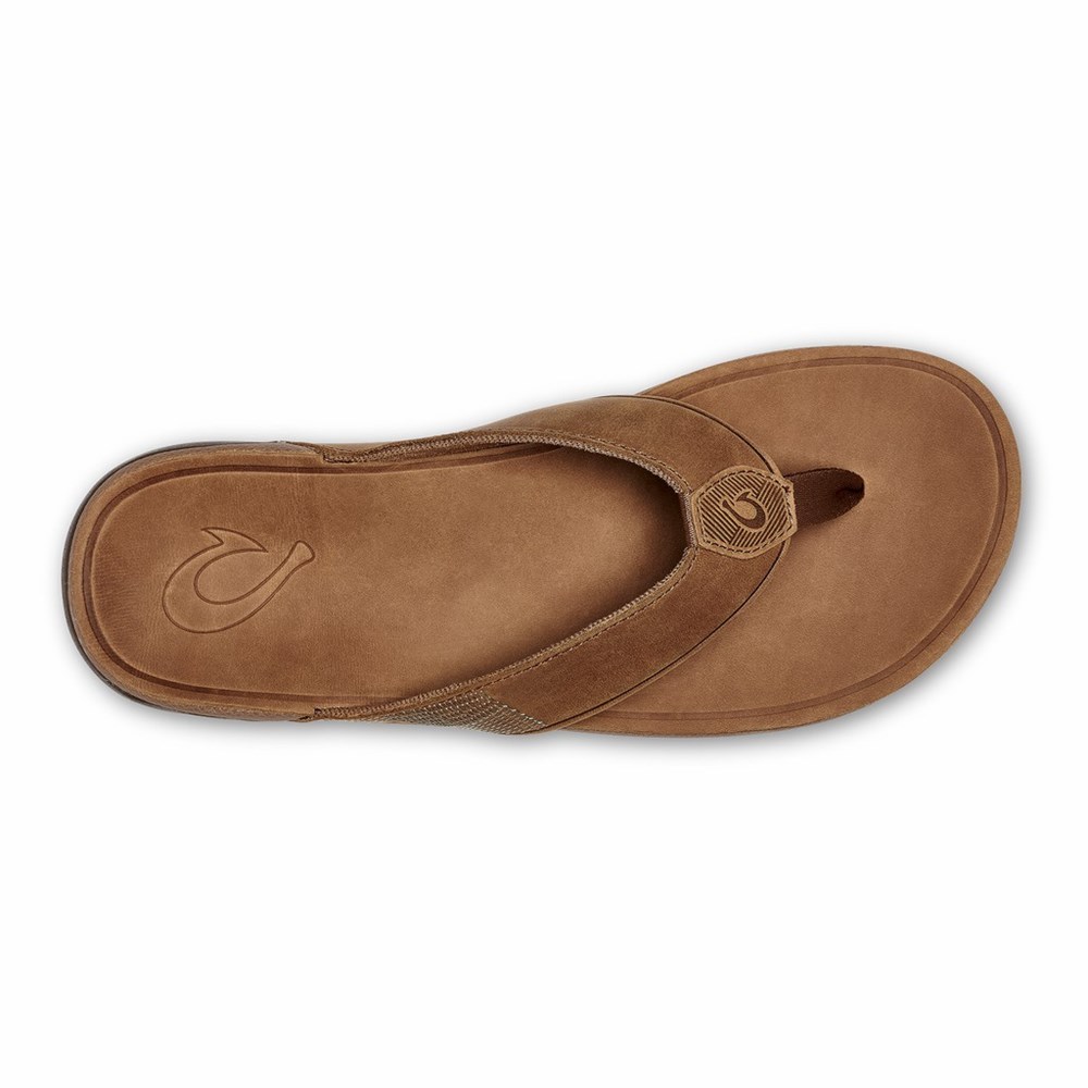 Black OluKai Tuahine Men's Sandals | 86435-NJDF