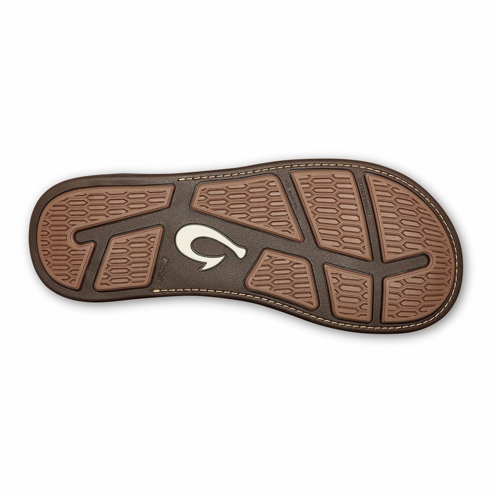 Black OluKai Tuahine Men's Sandals | 86435-NJDF