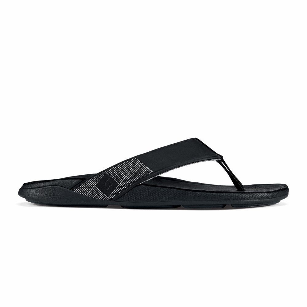 Black OluKai Tuahine Men\'s Sandals | 96714-JMCK